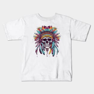 Native American Chief Skull #5 Kids T-Shirt